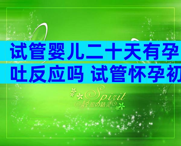 试管婴儿二十天有孕吐反应吗 试管怀孕初期吐的厉害怎么办